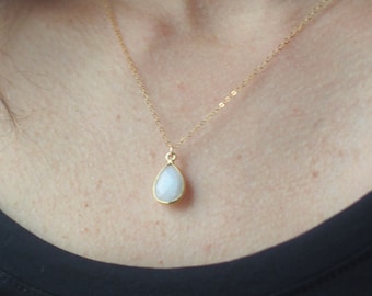 Moonstone Necklace-simple necklace-gold filled or sterling silver necklace-Mother's Day-gift for her-necklace for her-minimalist jewelry