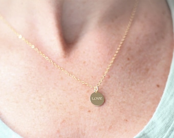 Love Necklace-gold necklace-dainty necklace-gift for her-Mother's Day-14K gold filled-minimalist necklace-simple gold necklace-gold jewelry