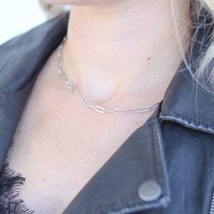 Silver Necklace-Paperclip Chain Necklace-Silver Paperclip-Simple Necklace-Trendy Necklace-Minimalist Jewelry-Silver Jewelry-