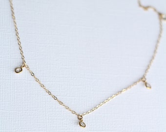 Gold Filled Cubic Zirconia Choker-Minimalist Necklace-Gold Filled Necklace