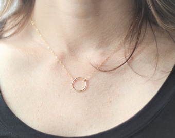 Gold Forever Necklace-circle necklace-everyday necklace-gifts for her-necklaces for her-Mother's Day-14K gold filled-minimalist jewelry