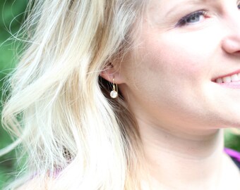Cubic Zirconia Drop Earrings-Simple Gold Earrings-Bridal and Bridesmaid Earrings-Gift for Her-Minimalist Earrings-Gold Filled-April Birthday