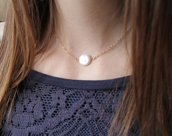 Freshwater Pearl Necklace-June Birthstone Necklace-Wedding Necklace-Gift for Her-Gold Filled or Sterling Silver
