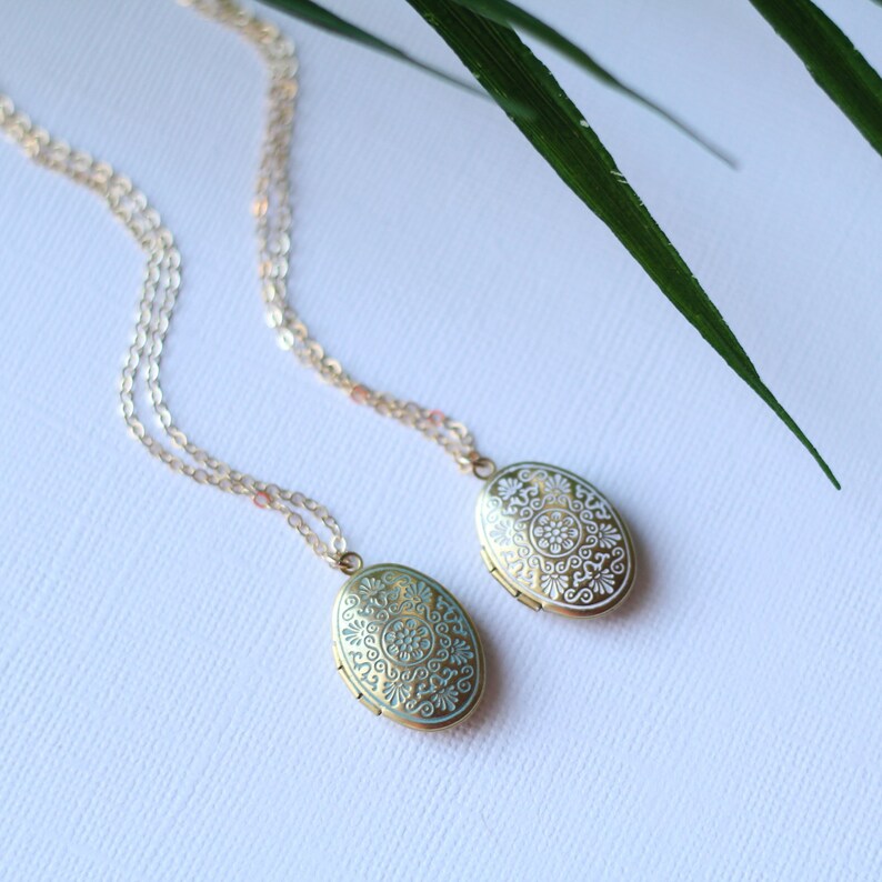 Gold Locket Necklacesmall Painted Locketphoto Locket Etsy