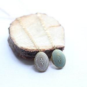 Gold Locket Necklace-Painted Locket-Bohemian Locket-Minimalist Necklace-Simple Gold Necklace-Gold Filled Jewelry-Gift for Her