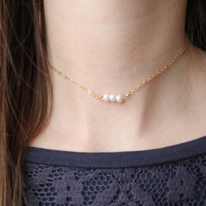 Dainty Pearl Choker Necklace-Bridesmaid Necklace-Minimalist Necklace-Pearl Bead Necklace-Simple Jewelry-Bridal Necklace-Pearl Choker