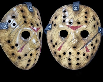 Hockeymaske Jason vs. Realistisches Kratzkampf-Sammlerstück, detailreiches Horrorkostüm-Slasher. Verstellbares Lederband.