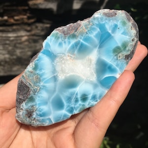 Large Larimar Specimen, Half Polished Larimar Stone high quality