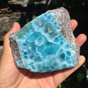 Large Dark Blue Larimar Specimen, Half Polished Larimar Stone