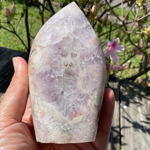 Amethyst Flower Agate Freeform: Purple Cherry Blossom Agate, Madagascar