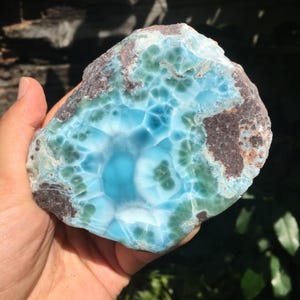 Large Larimar Specimen, Half Polished Larimar Stone high quality