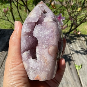 Amethyst Flower Agate Freeform: Purple Cherry Blossom Druzy Crystal