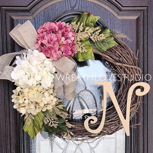 Neapolitan Hydrangea Wreath - Spring Wreaths For Front Door - Wreaths For Summer - Wreaths For Front Door - Door Wreath - Summer Wreath