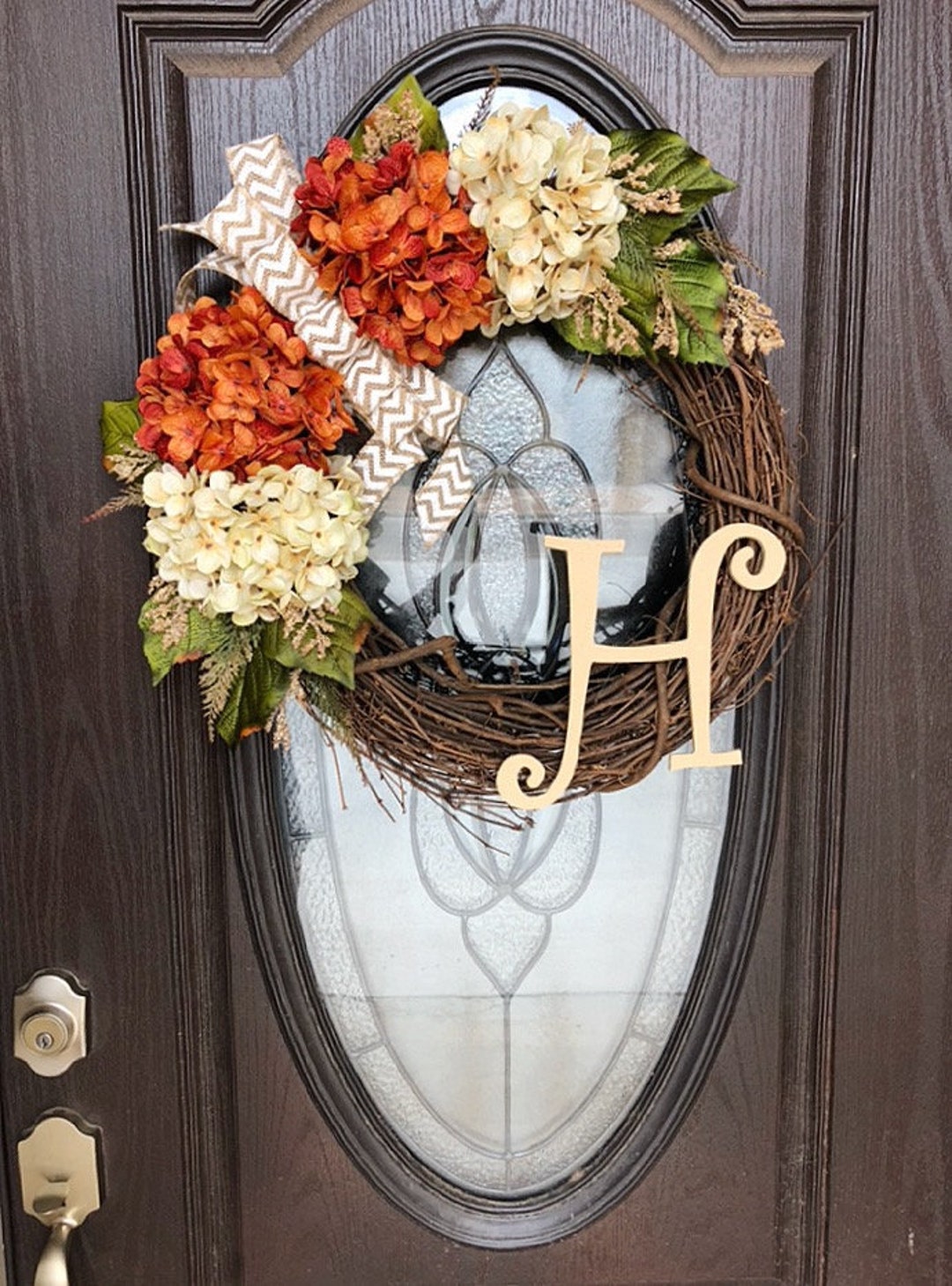 Fall Wreath - Door Wreath - Monogram Wreath - Wreaths for Front Door ...