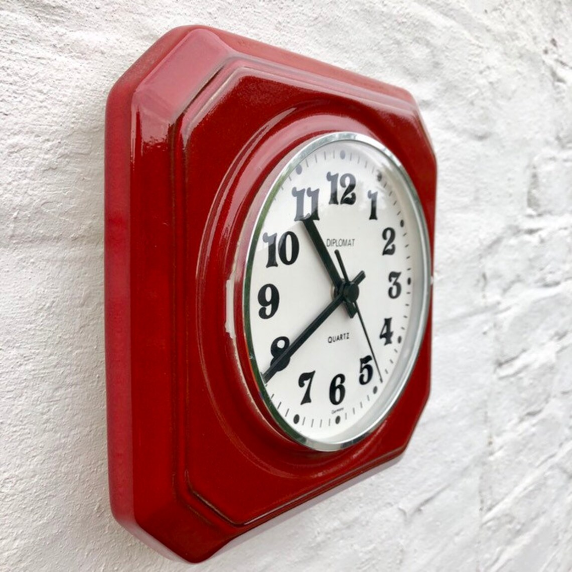 Vintage red wall clock Etsy