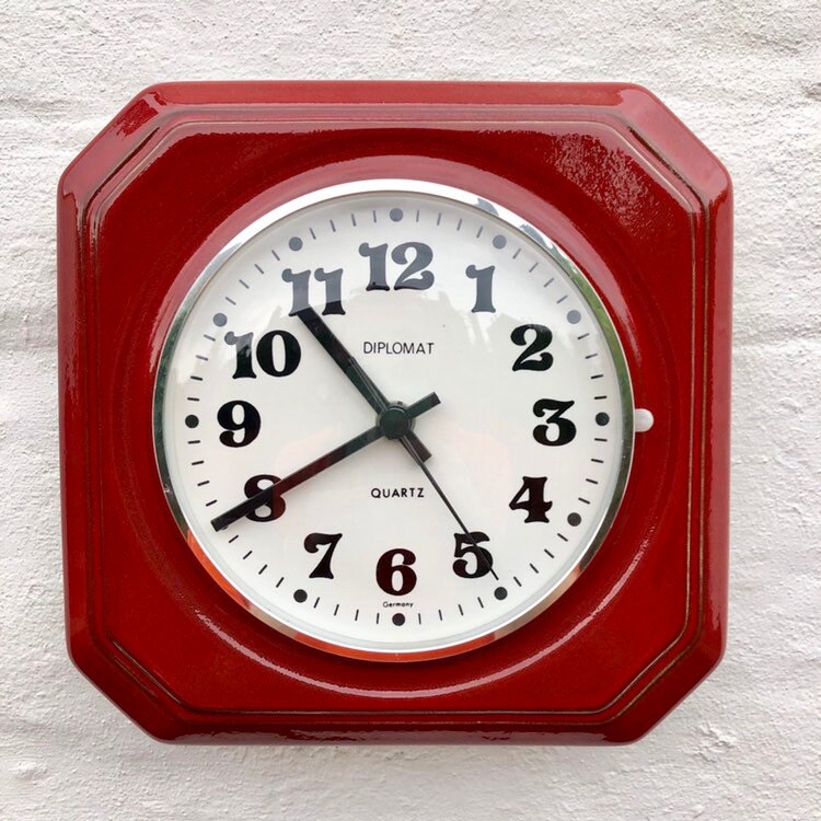 Vintage red wall clock Etsy