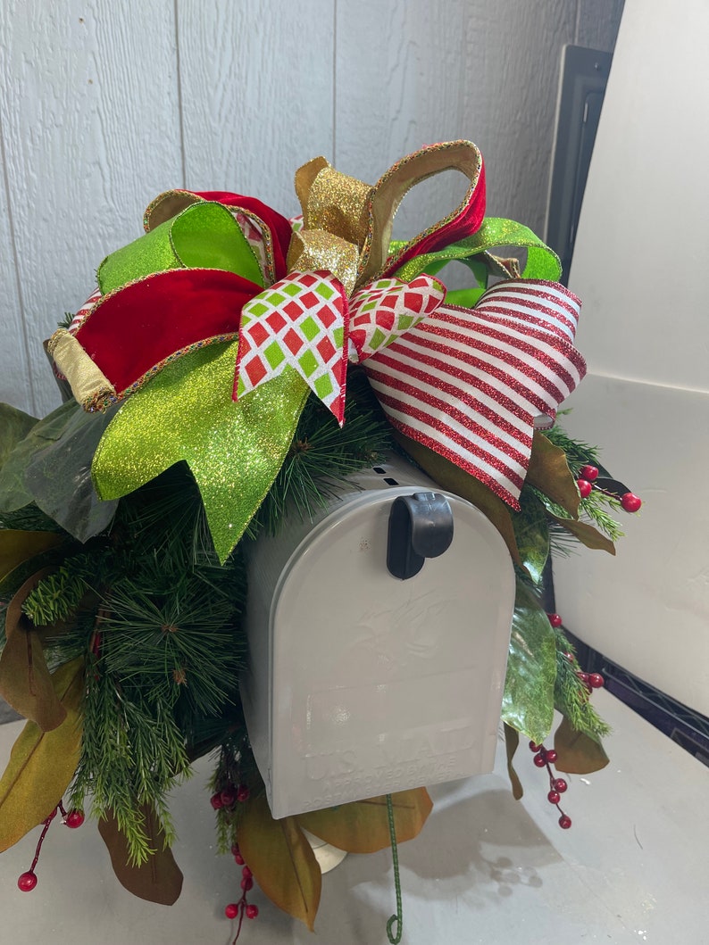 35 Inches Christmas Mailbox Swag Artificial Candy Green