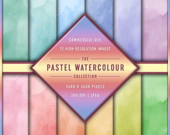 The Pastel Watercolour Collection | 12 High-Resolution Digital Papers