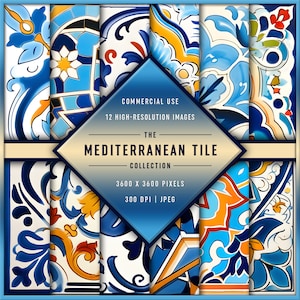 The Mediterranean Tile Collection | 12 High-Resolution Digital Papers