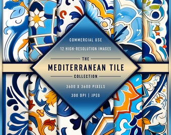 The Mediterranean Tile Collection | 12 High-Resolution Digital Papers
