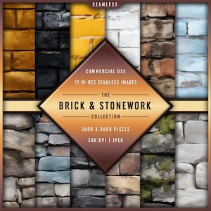 The Brick & Stonework Collection | 12 High-Resolution Seamless Digital Papers