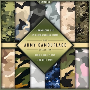Die Army Camouflage Kollektion | 12 hochauflösende, nahtlose digitale Papiere