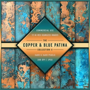 The Copper & Blue Patina Collection II | 12 High-Resolution Digital Papers
