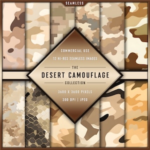 The Desert Camouflage Collection | 12 High-Resolution Seamless Digital Papers