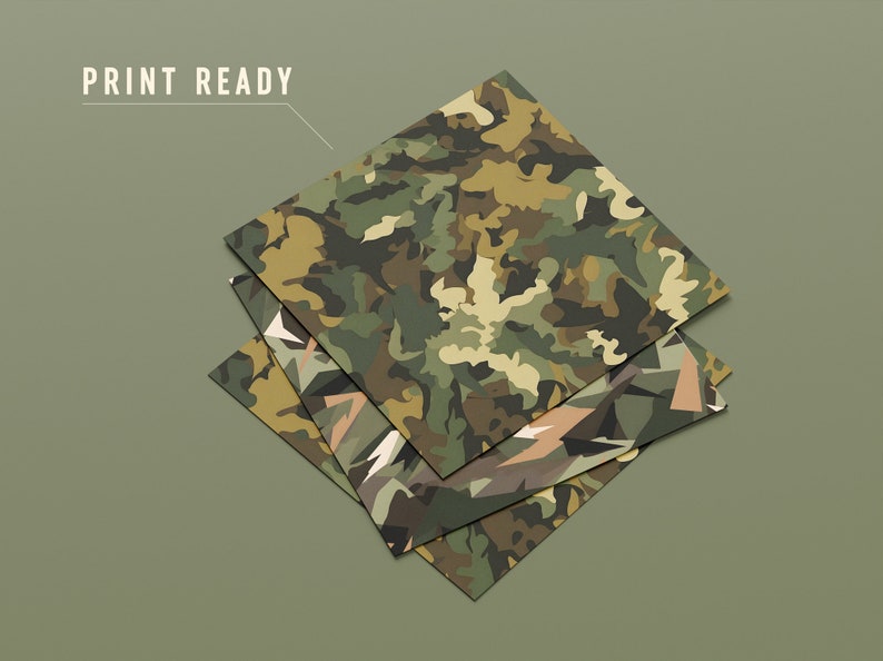The Green Camouflage Collection | 12 High-resolution Seamless Digital ...