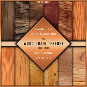La collezione Wood Grain / 12 carte digitali senza cuciture ad alta risoluzione