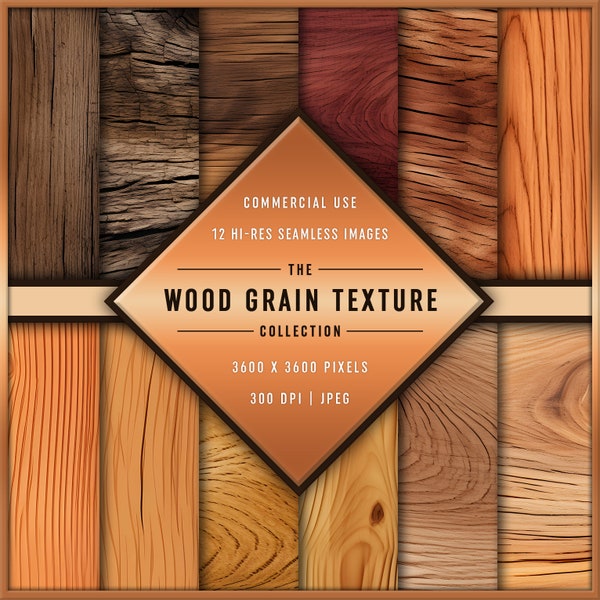 The Wood Grain Collection | 12 High-Resolution Seamless Digital Papers