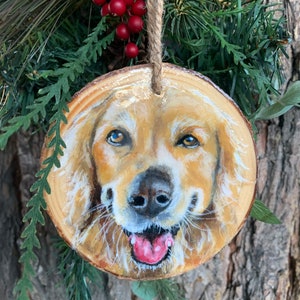 Hand painted pet ornament, pet wood slice ornament, custom pet ornament, pet lover gift, holiday gift idea, memorial pet gift, dog cat gift