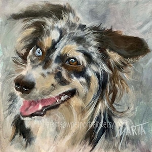 Custom dog portrait painting, acrylic pet portraits from  photo on canvas, memorial, gift for pet owners, unique artwork gift ideas, pets