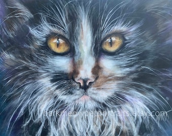 Custom cat painting print, acrylic hand painting, gift for cat lover, art print, tuxedo cat artwork, acrylic prints, love tuxedo cats art