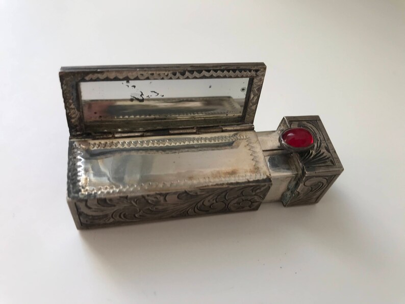 Italian Engraved 800 Silver Vintage Lipstick Case Etsy