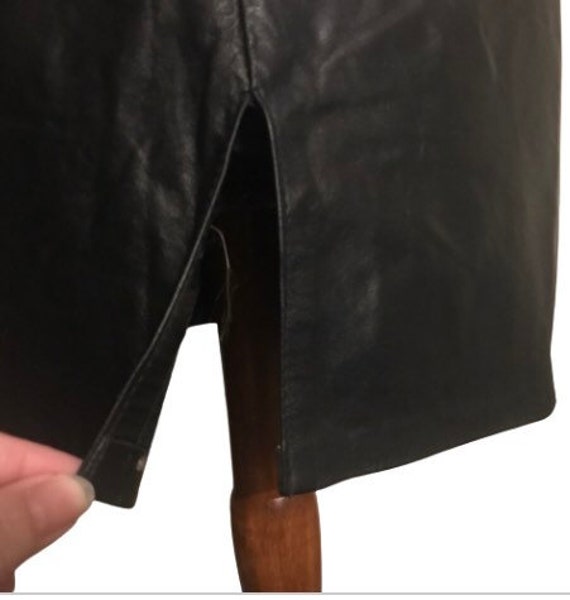 intage 80’s High Waist Black Leather Pencil Skirt - image 7