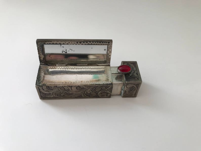 Italian Engraved 800 Silver Vintage Lipstick Case Etsy