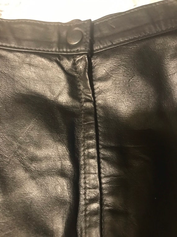 intage 80’s High Waist Black Leather Pencil Skirt - image 5