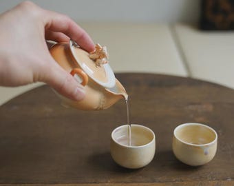 Handmade Peach Yellow Spirit Animal Houhin Teapot