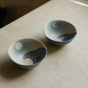 Handmade Moon & Waves Teacup