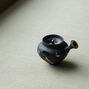Handmade Matte Black Side Handle Teapot