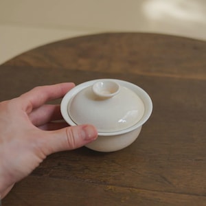 Handmade Rice White Glaze Gaiwan