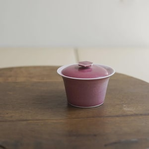 Handmade Pentagon Pink Glaze Gaiwan