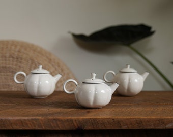 Creamy White Glazed Plum Blossom Teapot