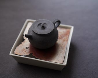 Square Beige Aged Tree Tea Tray