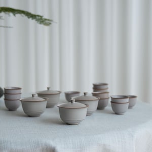 Handmade Mini Eggshell Gaiwan Set (Dusty Lavender)