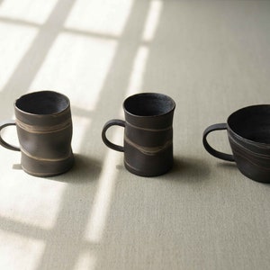 Ocean Waves Black Matte Glazed Tea/Coffee Mug