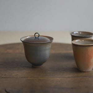 Handmade Dark Grey & Earthy Glaze Gaiwan
