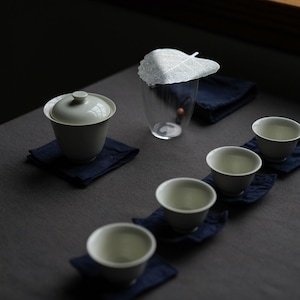 Conjunto de viagem Gaiwan de porcelana bege