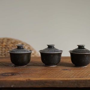 Handmade Black Moon Double Line Gaiwan (Small)